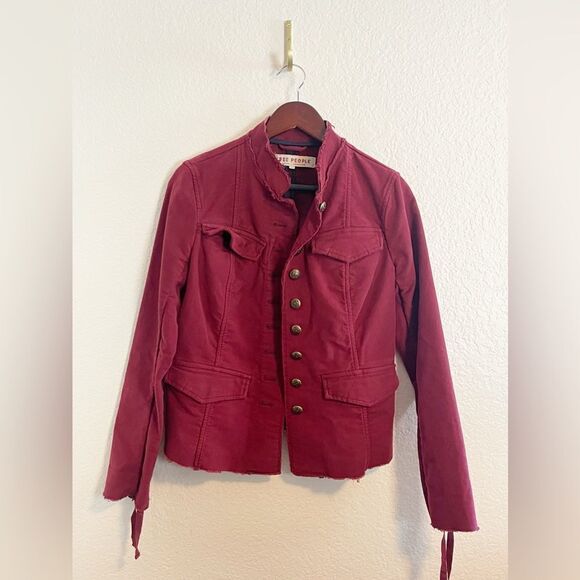 Free People Red Ella Utility Jacket. Small - Picture 4 of 10